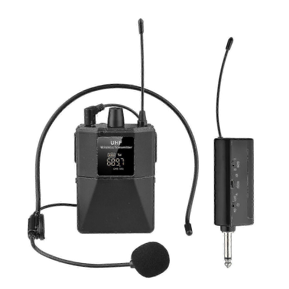 Uhf Wireless Microphone Headset With Transmitter And Receiver, Led Digital Display Bodypack -Cdsx 9421490966743