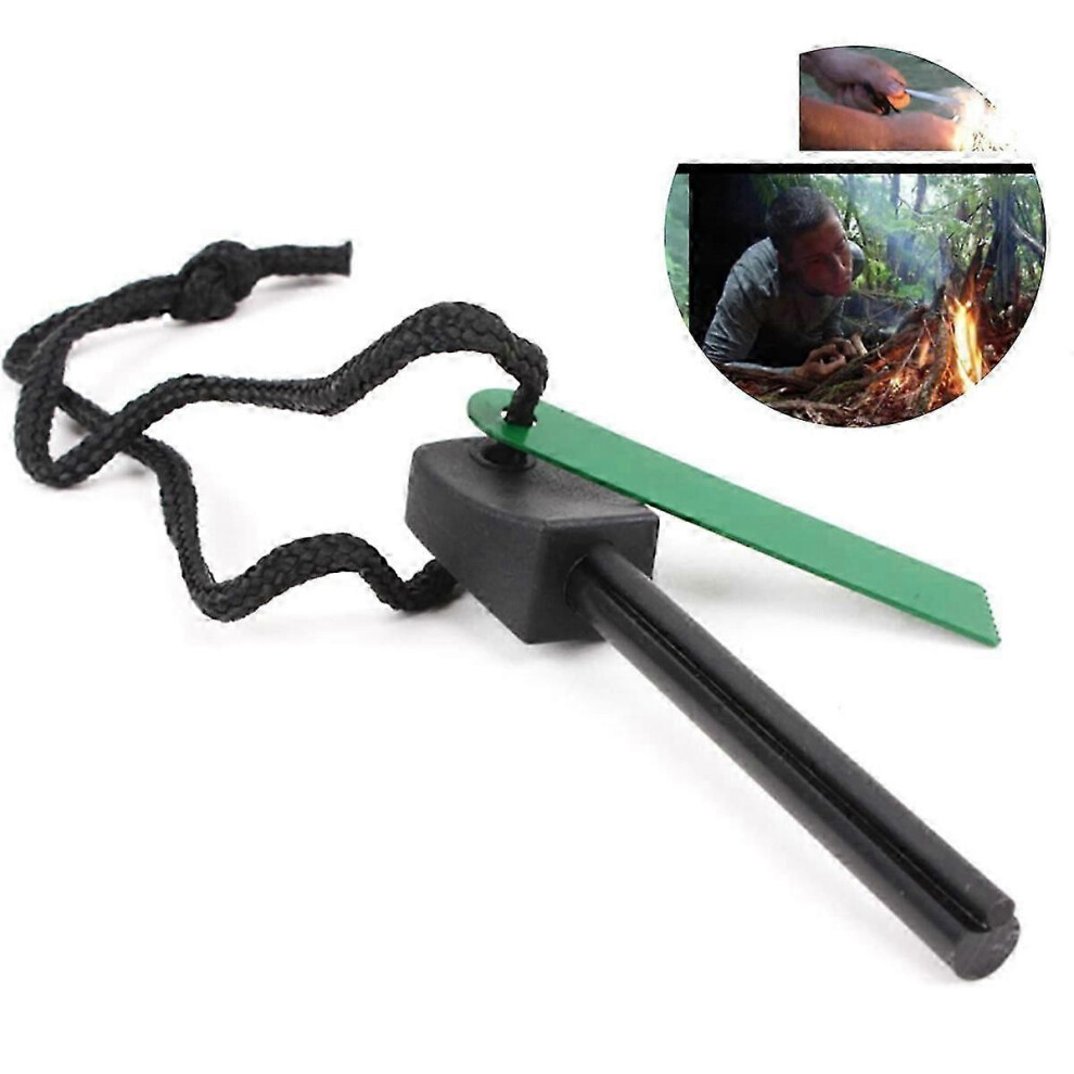 Black Mini Fire Starter 1,500 To 12,000 Strikes 2.5 To 4 Inch Magnesium Fire Starter Lighter Flint Stone Fire