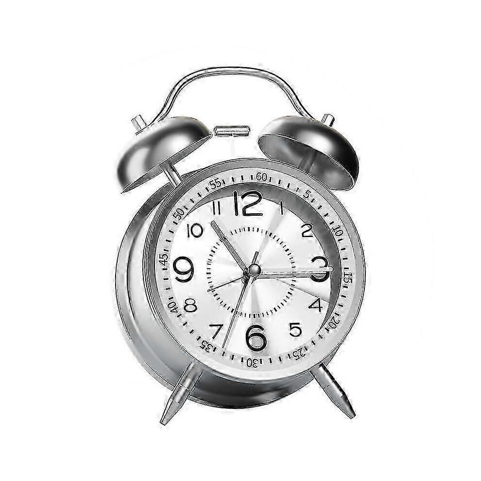 Loud Alarm Clock suitable for Heavy Sleepers Adults,4 Inch Silent Non-ticking Quartz With Backlight,twin