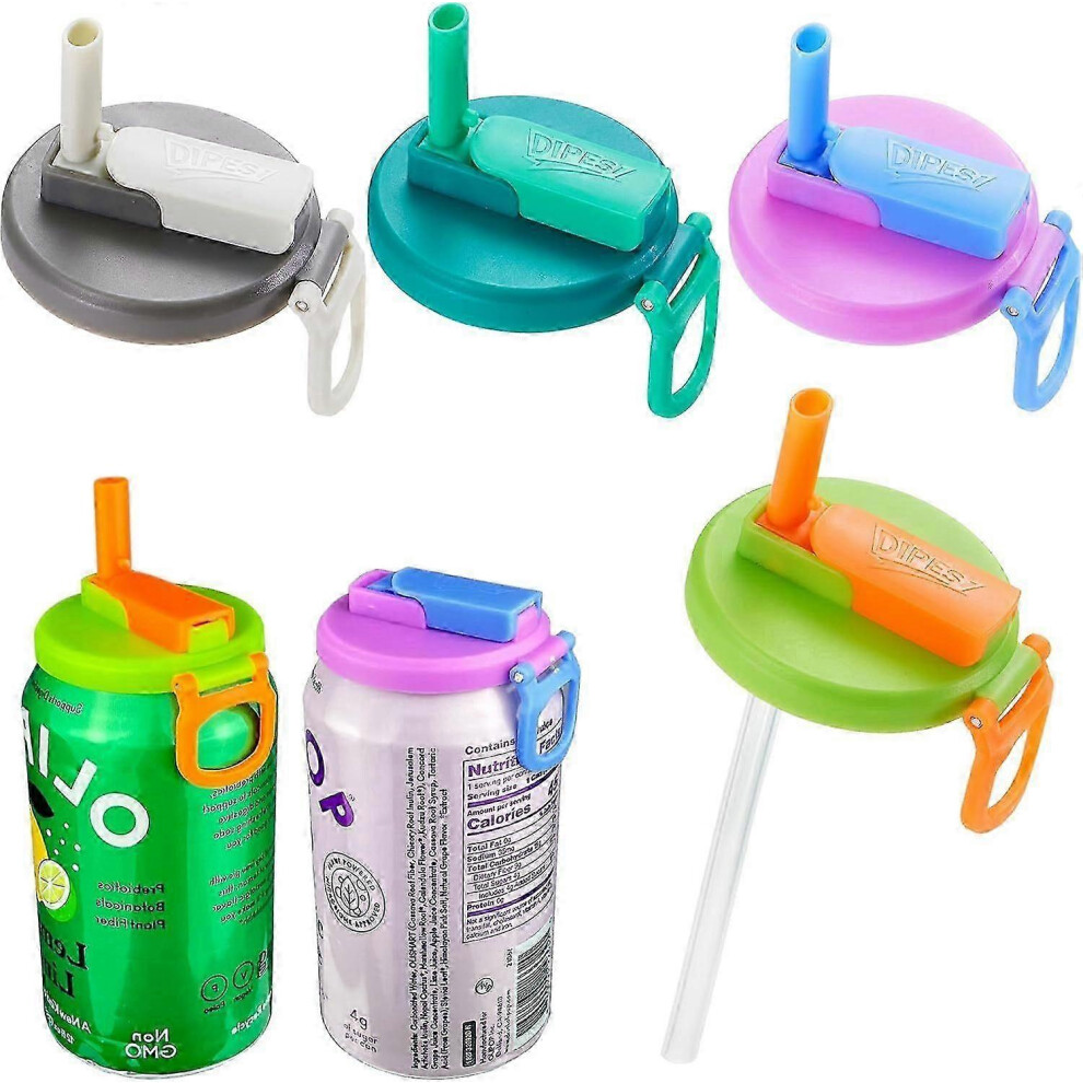 4Pcs 4 Colors Soda Can Lids with Straws, Reusable Straw Soda Can Caps Covers suitable for Soda Beverage