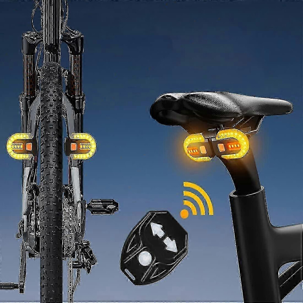 Bicycle Turn Signal With Wireless Remote, Two Lamp Split Rear With Indicator, Usb Rechargeable Light 9421490975738
