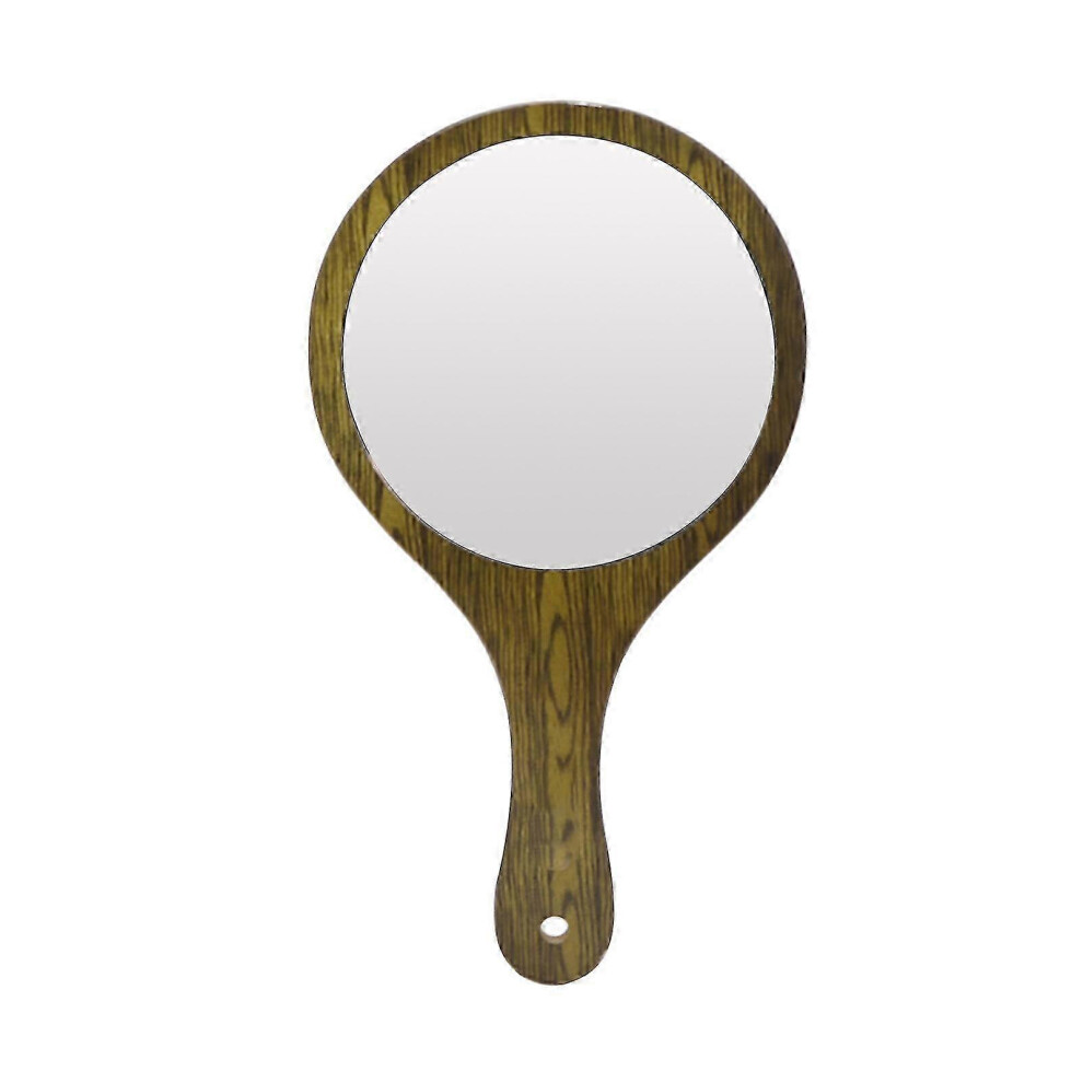 Hand Mirror Vintage Hairdressing Mirror Handheld Mirror With Wood Handle Suitable For Salon Barbers Light