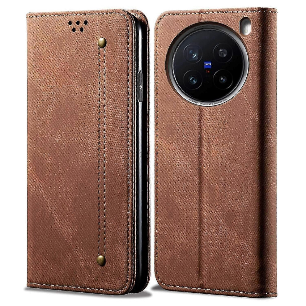Étui en cuir anti-rayures pour Vivo X200 Pro 5G, texture jean, support