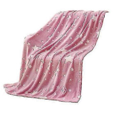 Blanket Glow The Dark Non-fading Touch Star Soft in Pattern Pink Fleece Blanket