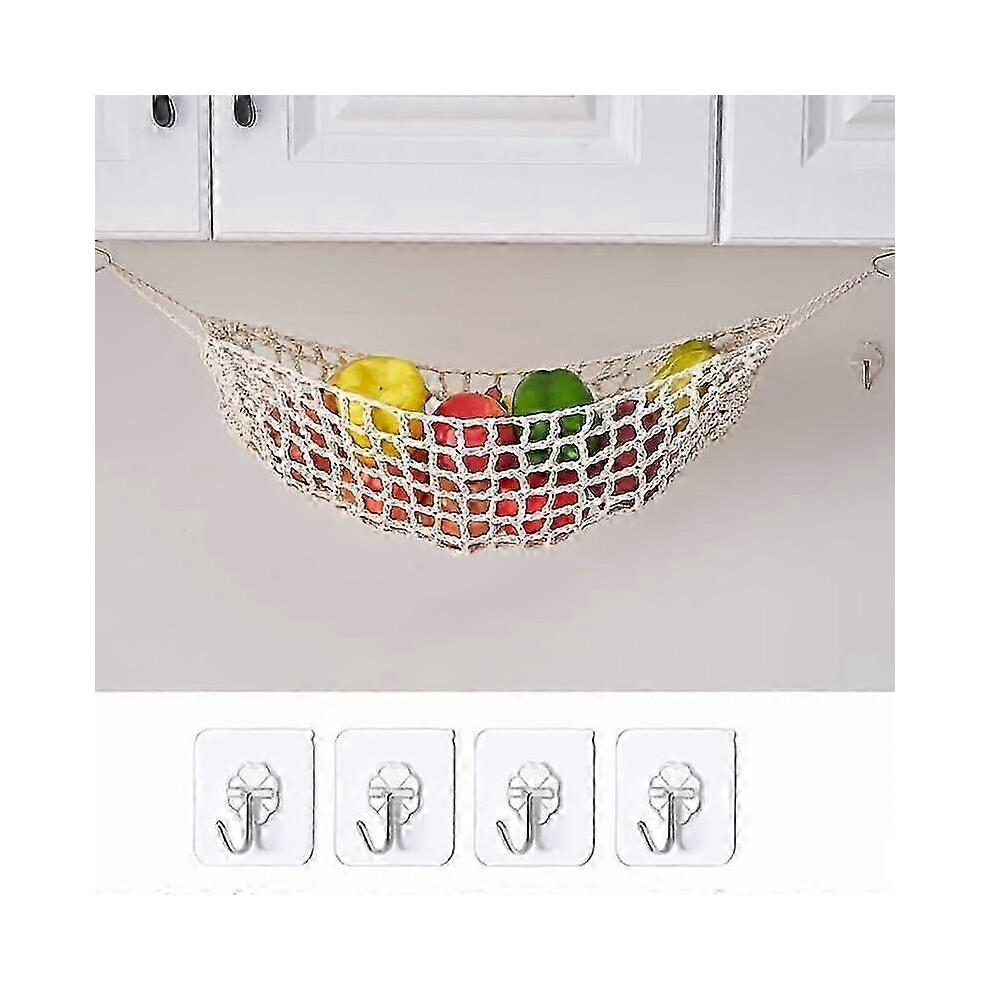 1 stuk fruithangmand voor thuis, hangende fruithangmat voor in de keuken onder de kast, handgeweven hangend