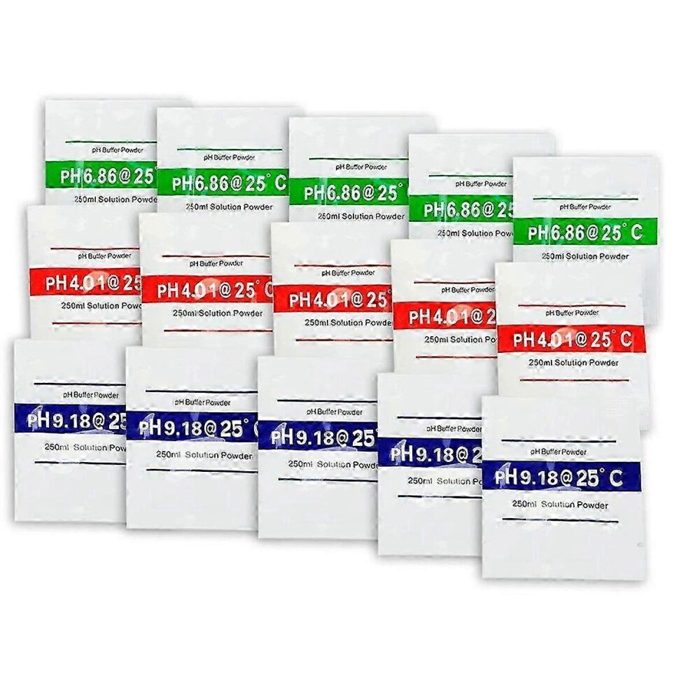 Suitable For 15 Pack Ph Meter Buffer Solution Powder 6.86/4.00/9.18, Ph Calibration Solution Packets 9421490991301