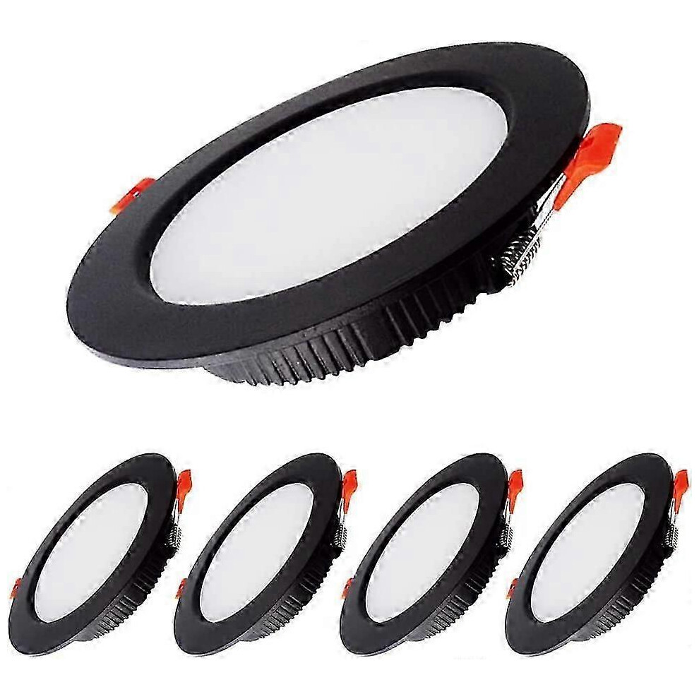 7W Led Downlight Dimmable 230V 5 Pcs, 700Lm 70W, Ip44, Cool 6000K, Cutout 80-90Mm, [Energy Black/White 9421490015717