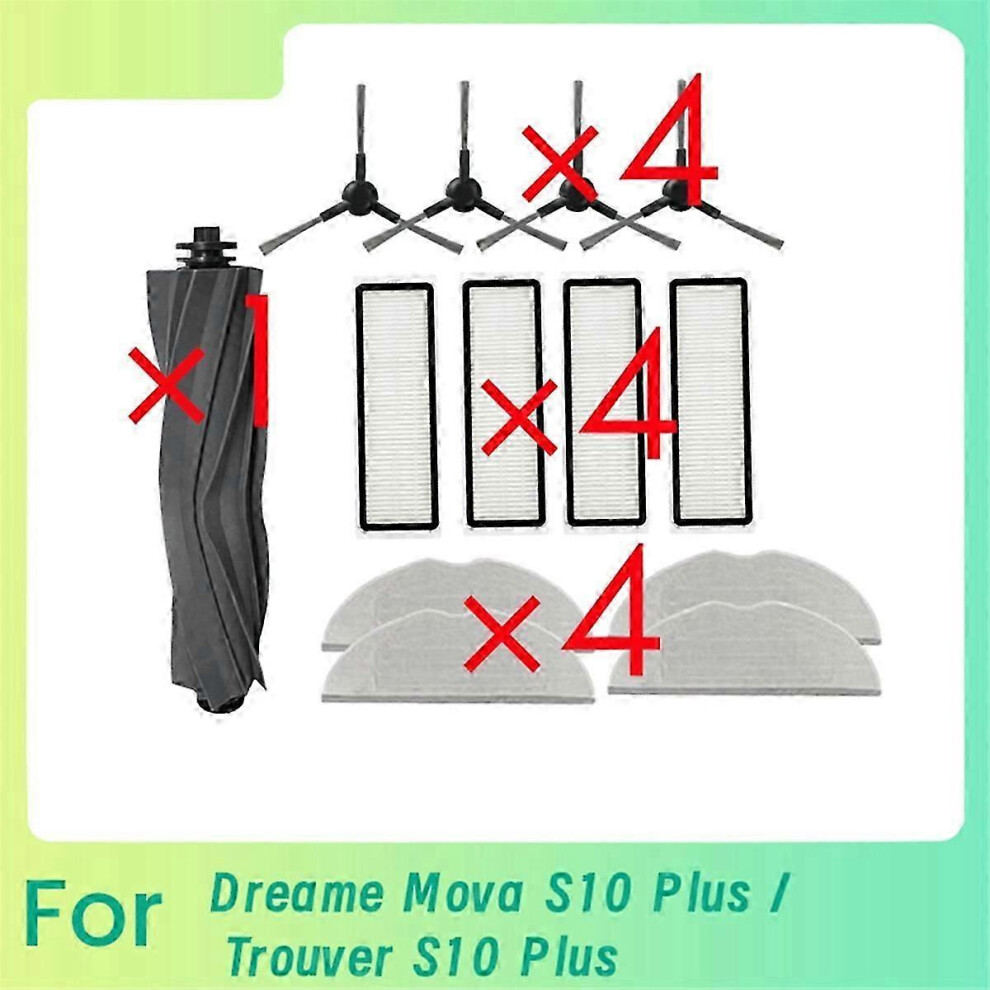 Suitable For 13 Pcs For Dreame Mova S10 Plus / Trouver S10 Plus Sweeping Robot Main Side Brush Mop Filter 9421490009839