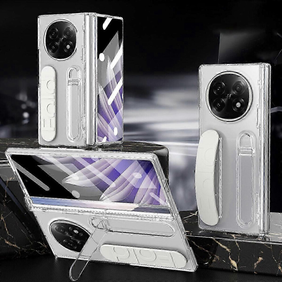 Compatible Oppo Find N5 5G Case Kickstand Wristband Pc Phone Cover With Tempered Glass Film - Cheng Grey 9421490019593