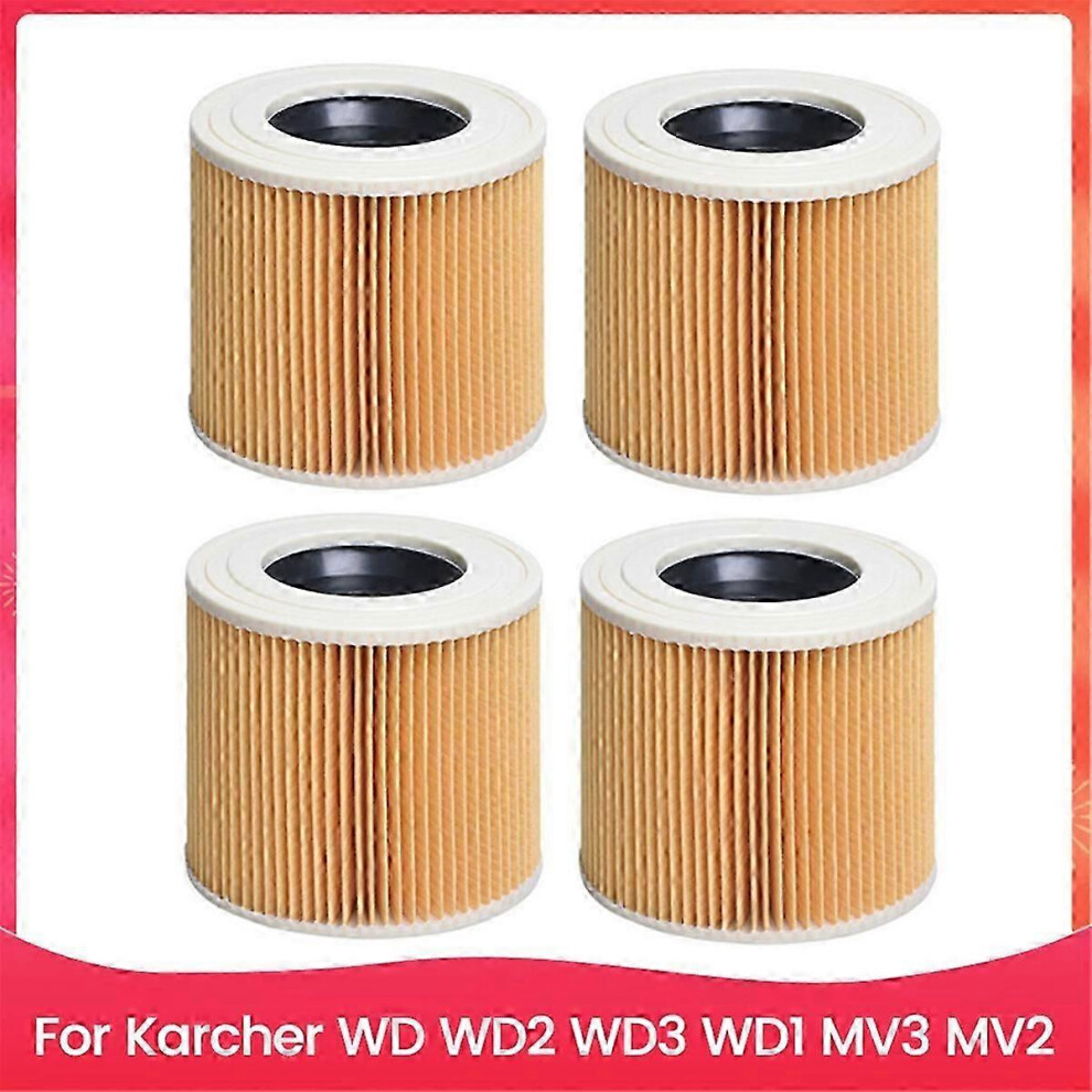 Lot de 4 filtres de rechange pour aspirateur eau et poussière compatibles Karcher WD WD2 WD3 WD1 MV3