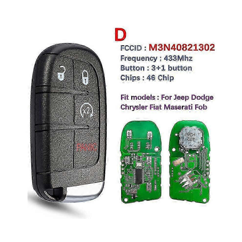 Compatible 2011-2020 Dodge Charger Dart Journey Challenger Durango Smart Key Fob Id46 Chip 434Mhz M3n40821302 9421490025198