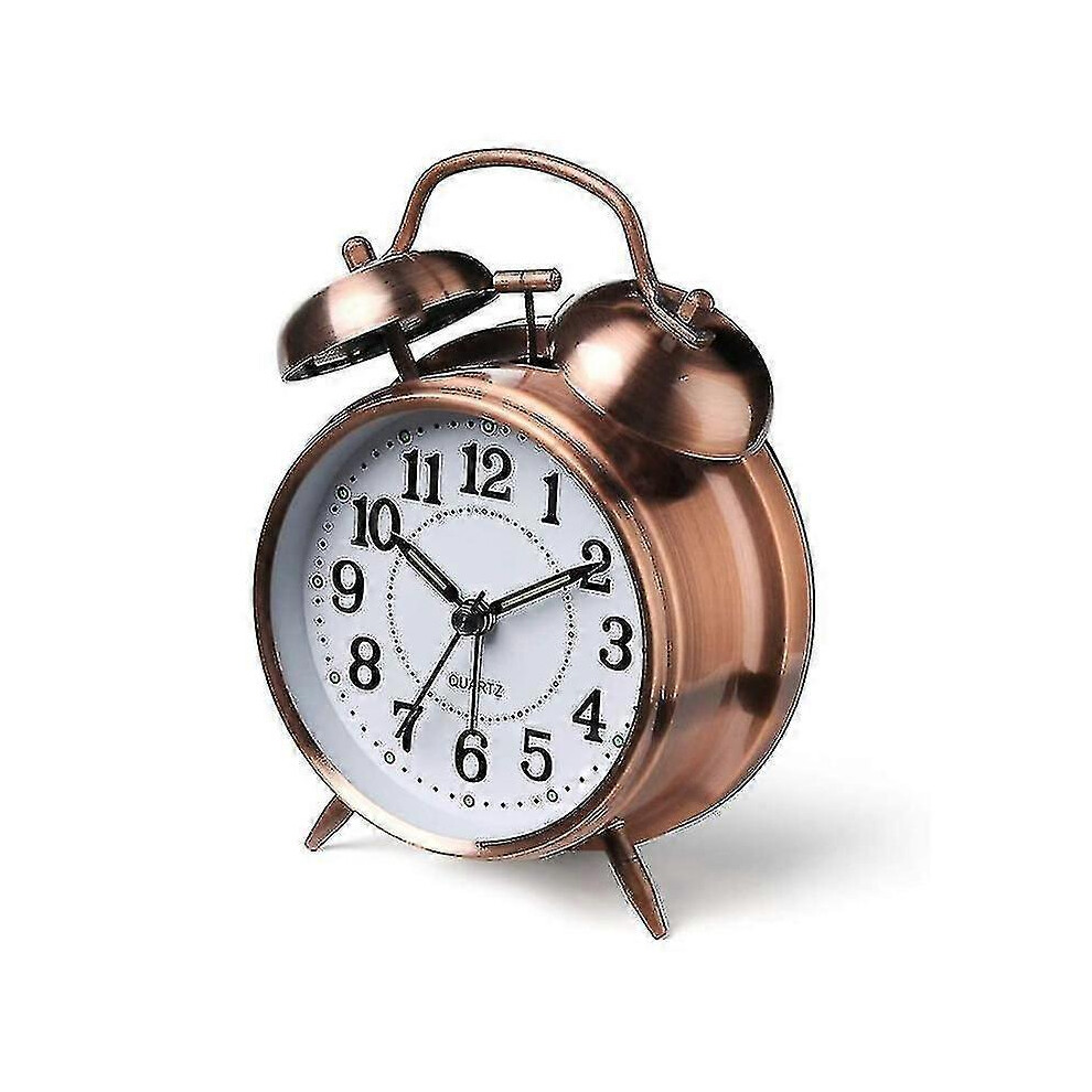Cdsx Retro Alarm Clock Brand Retro Loud Double Bell Mechanical Key Alarm Clock Bronze/Light