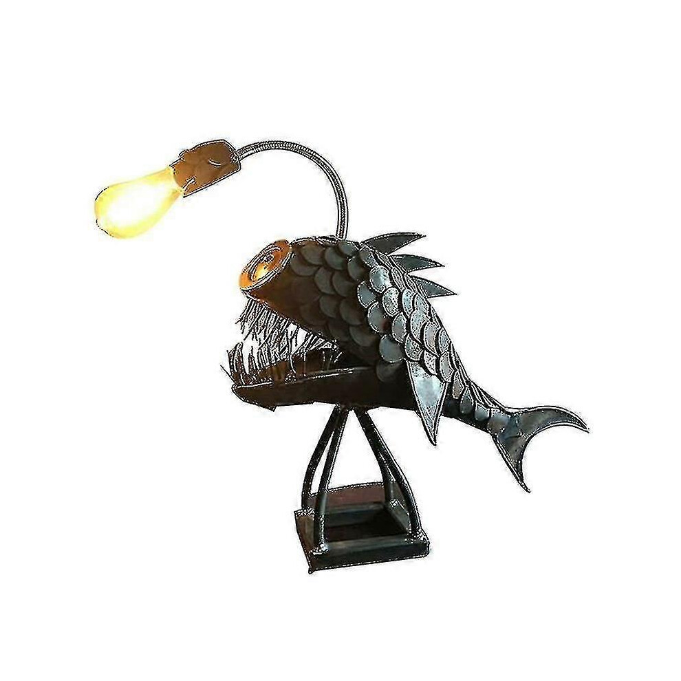 Angler Fish Lamp Usb Rechargeable Desktop Metal Handmade Craft Room Decoration Small -Cdsx Light 9421490064944