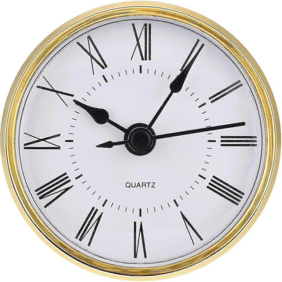2.8 Inch (70 Mm) Roman Numeral Quartz Clock Insert With Gold Trim -cdsx