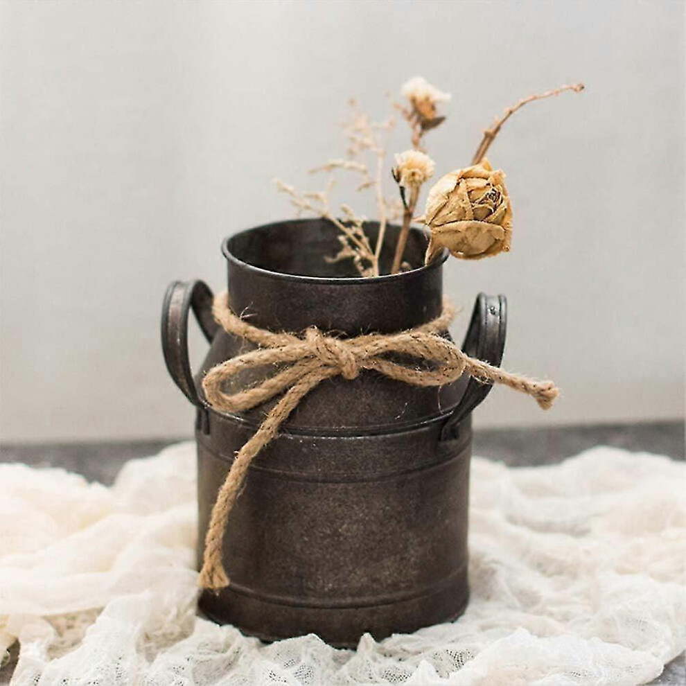 Vase à fleurs vintage en fer, pot à lait, vase décoratif de style maison de campagne, seau à fleurs