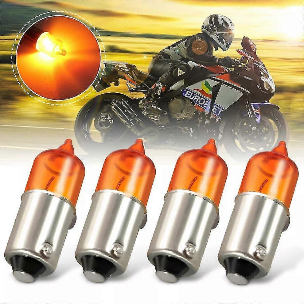 4Pcs Motorcycle Mini Indicator Bulbs Halogen Ba9s Base 12V 21W-Jc Amber 9421490067747