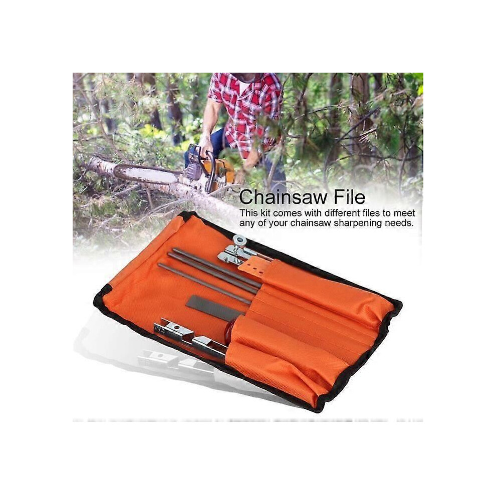 Lot de 10 limes rondes pour affûtage de tronçonneuse, manche en bois, compatible