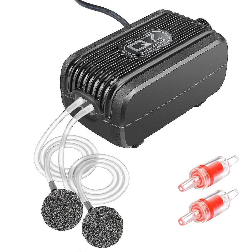 Pompe à air pour aquarium, 3 W, 300 l/h, avec 2 diffuseurs, barboteur 20-40 dB, pour 10 à 300 l