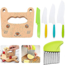 Holz Kinder Küche Messer Kleinkind Messer Set Kochen Messer Gemüse Crinkle Cutter Kochen Utensilien