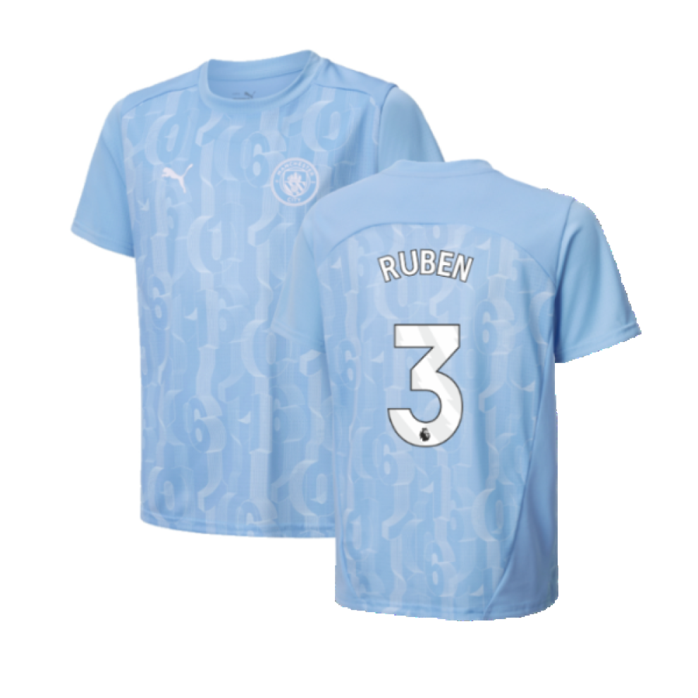 Puma (Sb) 2024-2025 Man City Prematch Ss Shirt (Light Blue) - Kids (Ruben 3)