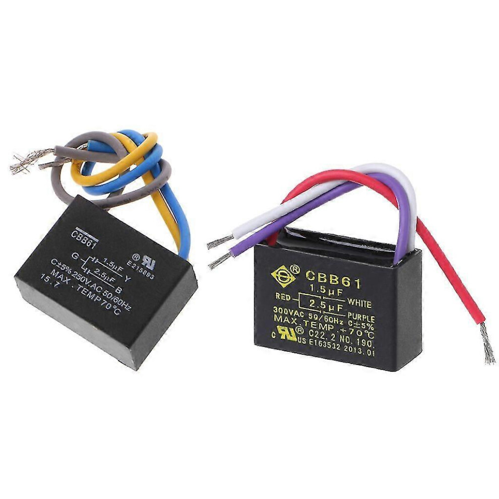 Black Cbb61 1.5Uf+2.5Uf 3 Wires Ac 250V 50/60Hz Capacitor For Ceiling Fan 9421490094118