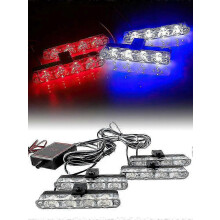 Feu stroboscopique 16 LED rouge et bleu pour voiture, 12 V, avertissement de police, lampe clignotante