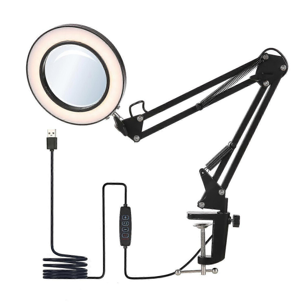 Flexible Clamp-On Table Lamp, 8X Magnifier, 10 Brightness Levels, Reading/Working/Study Light 9421490095368