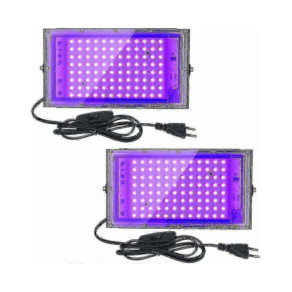 2Pcs 100W Uv Led Floodlight Blacklight Ip65 Waterproof, Ultraviolet Led Lamp, Effect Lighting For Aquarium, 9421490095450