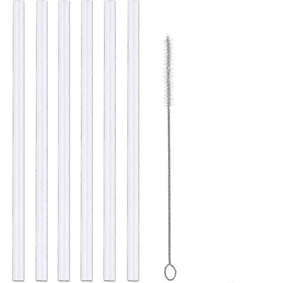 6-Pack Replacement Straws suitable for Hydro Bottle Wide Mouth Flask Straw Lid with 1 Straw Brush, BPA