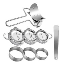 Dumplings Maker 8 st, pressformsats och skärare lämplig för Wonton, Gyoza Skin Tools