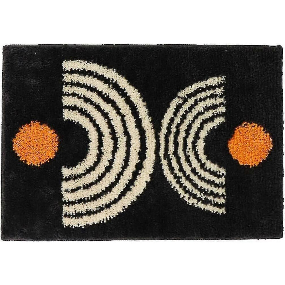 Bathroom Mats, Machine Washable (black/orange, 16"x24") -CDSX