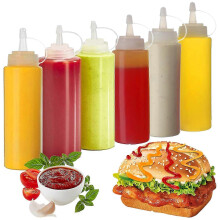 6 st squeezy såsflaskor, plastpressdispensrar-perfekta för kökskrydda, ketchupflaska,