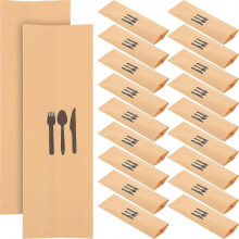 Lot de 100 porte-couverts en papier kraft, porte-argenterie, porte-ustensiles, pochettes compatibles