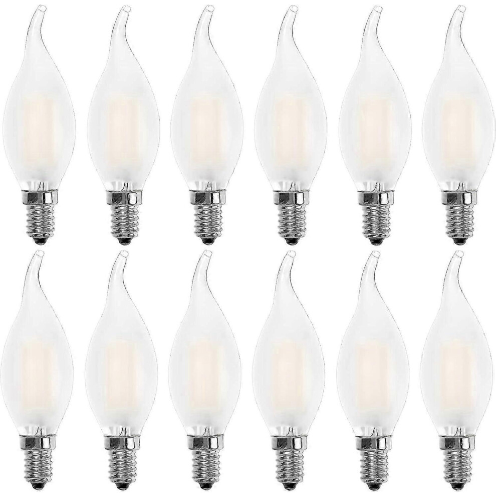 E14 Flame Led Bulb, Candle Shape, Warm 2700K, 4W Incandescent Equivalent 40W, 400Lm, Pack Of 12 White 9421490101373