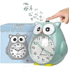 Non-ticking Owl Children's Alarm Clock with Night Light, Snooze Function - Loud Battery Operated Children's