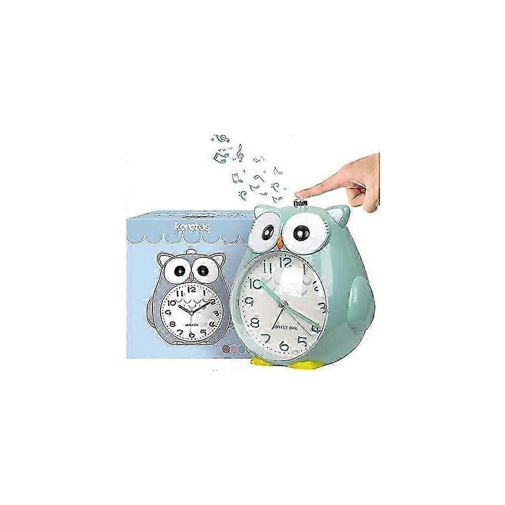 Non-ticking Owl Children's Alarm Clock with Night Light, Snooze Function - Loud Battery Operated Children's