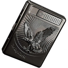 Cigarettfodral Tändare, Metall Full Pack 20 Vanlig Cigarettlåda Hållare USB Uppladdningsbar Cigarrlampa