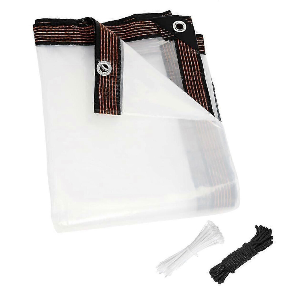 Bâche imperméable transparente de 6,6 x 13 pi, couverture résistante à la pluie pour jardin extérieur,