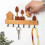 1Set Simple and Cute Style Solid Wood Key Hook, Three-Dimensional Design Wall Cabinet Nail Free Hook 2