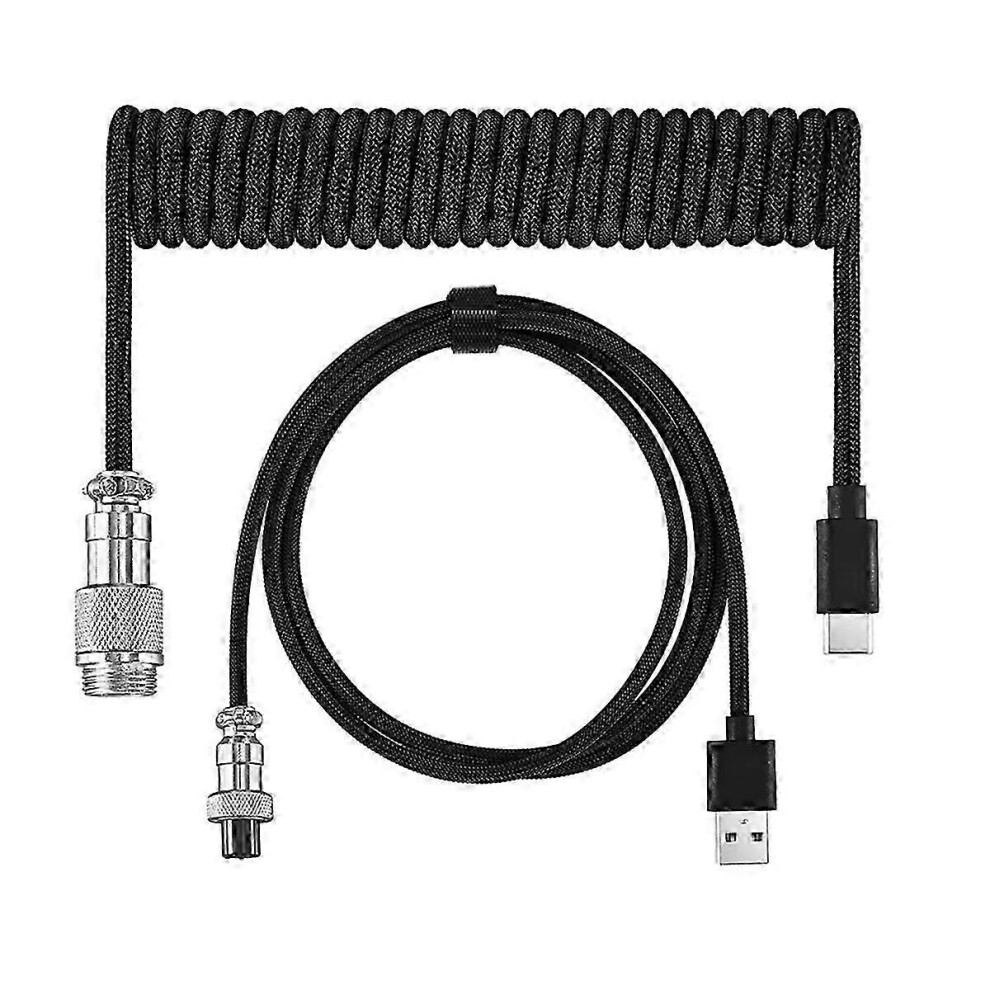 Usb Keyboard Cable Coiled Keyboard Usb Type C Cable Diy Aviation Plug Cable Connector Gaming Usb Black 9421490106200