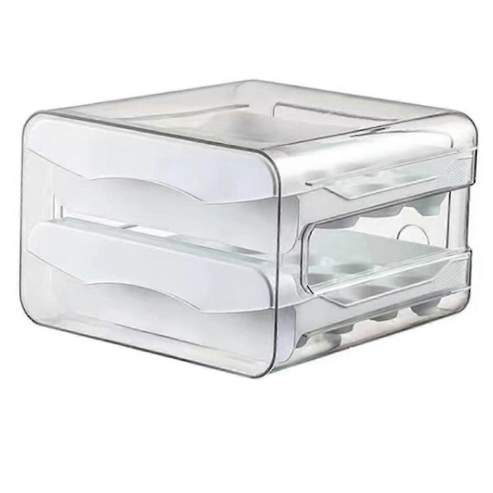 Boîte de rangement pour œufs à 2 étages, adaptée au réfrigérateur – Organiseur de tiroir en plastique