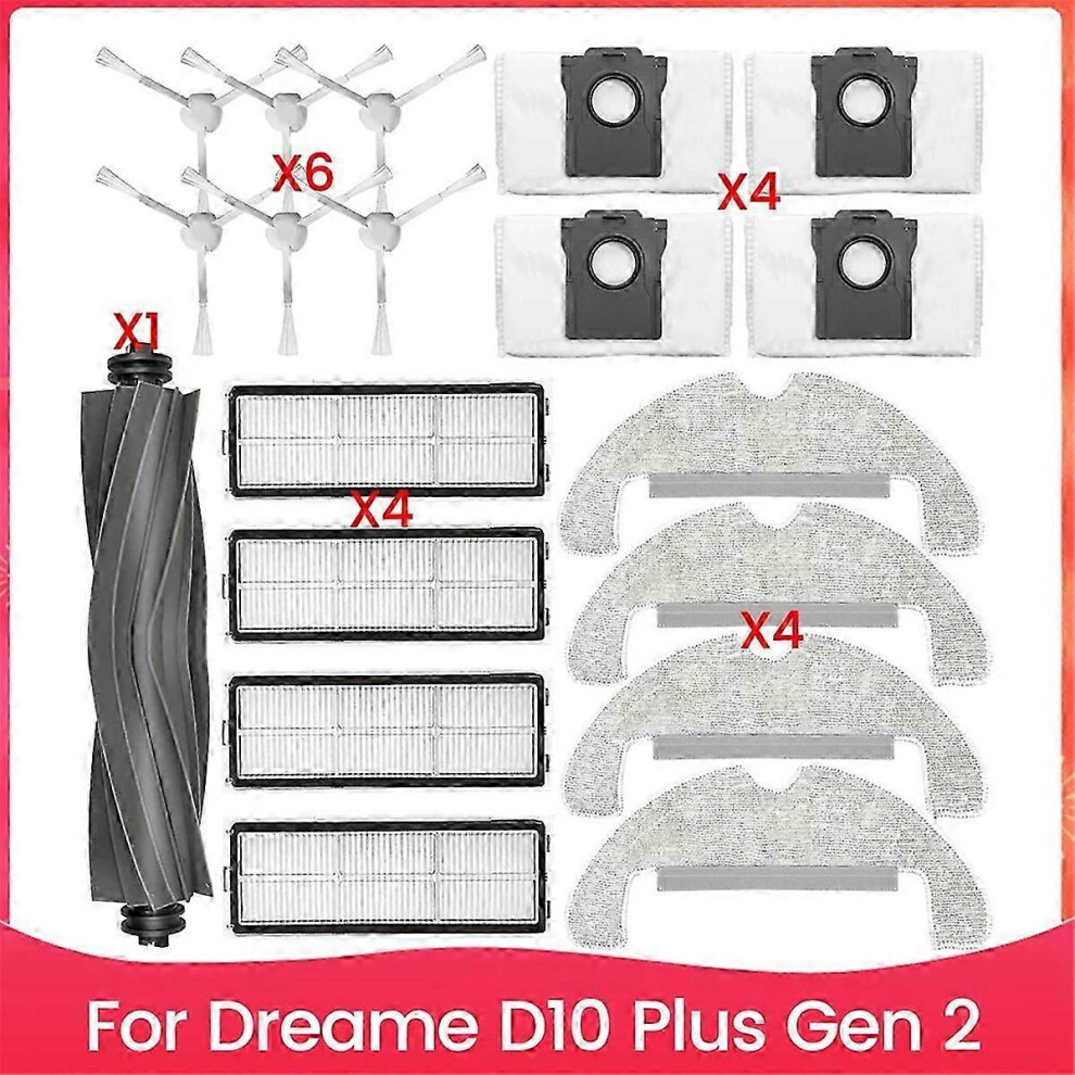compatible Dreame D10 Plus Gen 2 Robot Vacuum Cleaner RLD32GD Accessories Main Side Brush Hepa Filter