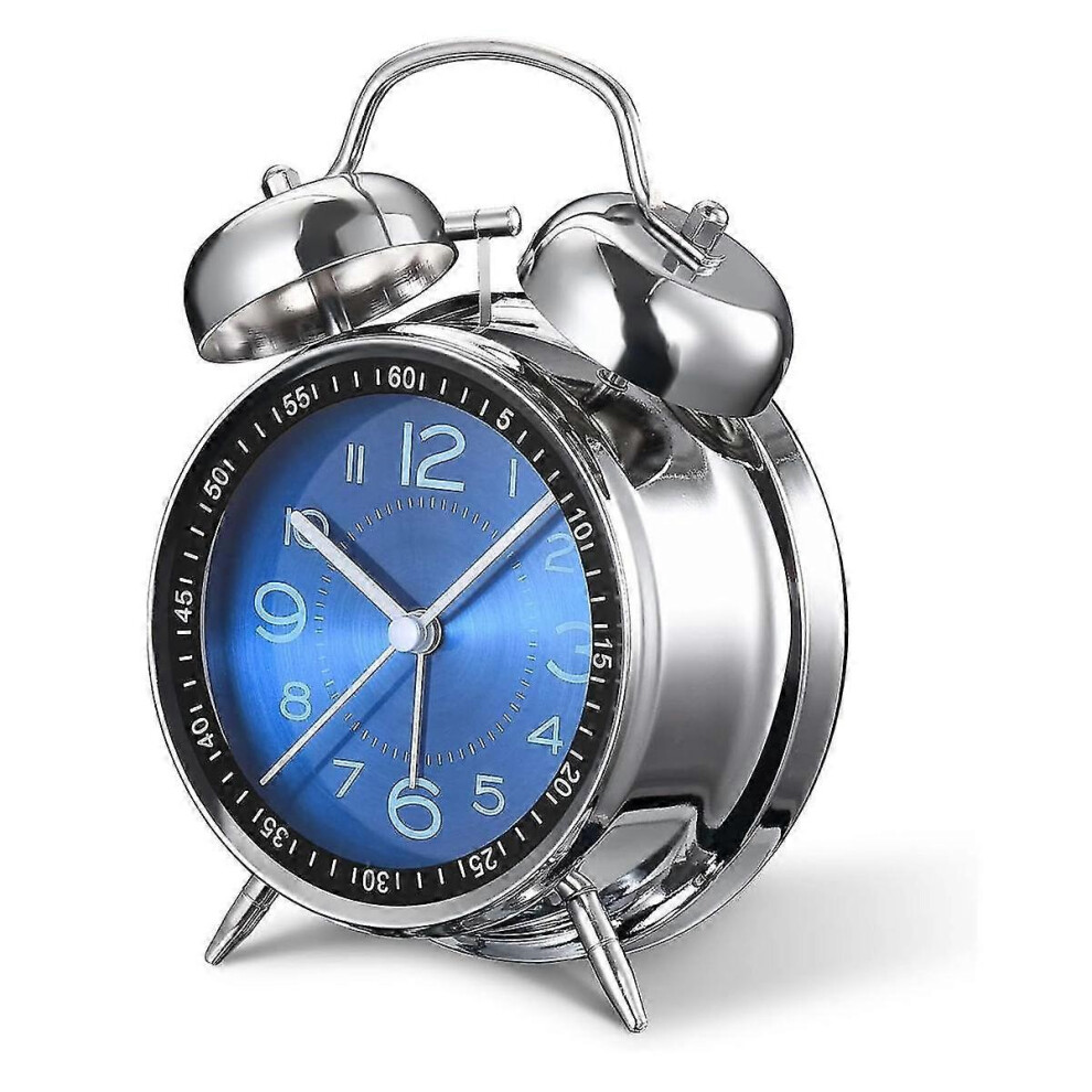 suitable for 4 Inch Retro Loud Alarm Clock Silent Non-Ticking Quartz with Backlight, Twin Bell Alarm