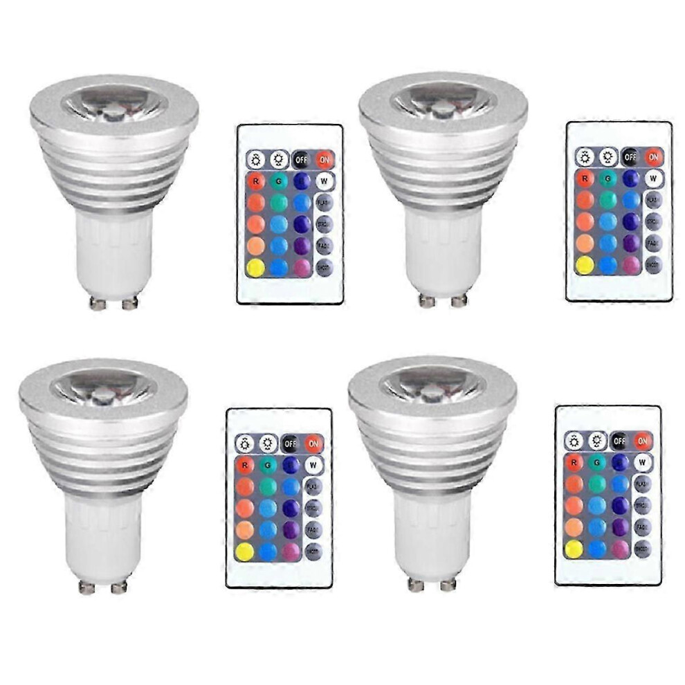 4Pcs Gu10 Bulbs And 1Remote Control With Memory Function 4Dynamic Ing Modes Spot 17Colors-Cheng Light/White 9421490111310