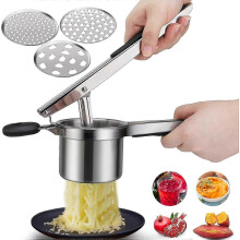 Presse-purée en acier inoxydable de qualité alimentaire avec 3 disques interchangeables, multifonctionnel