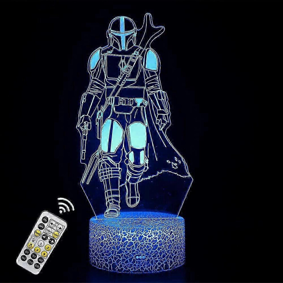 Convient pour la veilleuse 3D Illusion Mandalorian, la lampe illusion pour garçons pour enfants, les