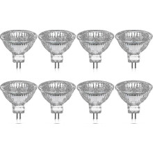 Convient pour un pack de 8 ampoules halogènes Gu5.3 Mr16 35 W 12 V à intensité variable - Blanc chaud