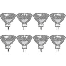 suitable for Pack Of 8 Halogen Bulbs Gu5.3 Mr16 35w 12v Dimmable - Warm White 2800k, 400 Lumens, Glass