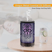 Diffusor för eterisk olja för skalle, 100 ml metallaromaterapi Ultrasonic Cool Mist Luftfuktare Luftdoft