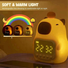 lämplig för Capybara-tema LED Snooze Clock vid sängkanten, Uppladdningsbar nattlampa, Touch Control-den